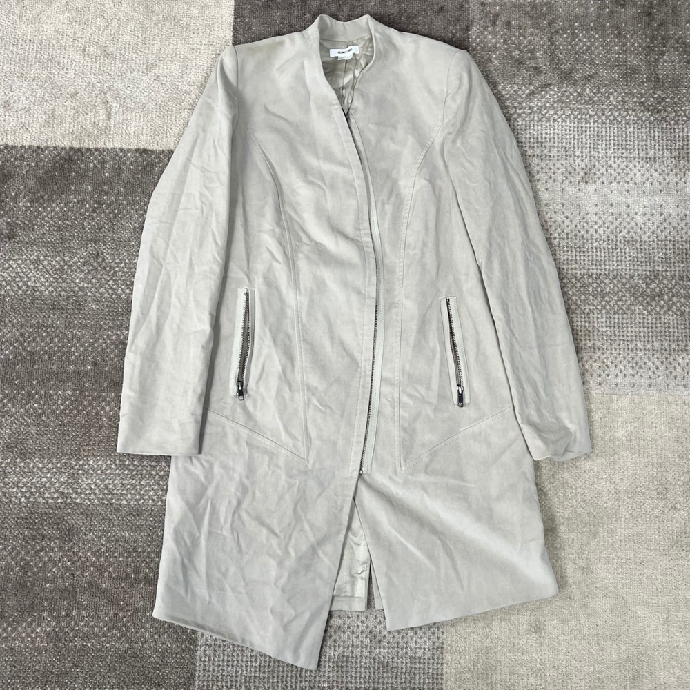 Helmut Lang Womens Asymmetrical Zip Front Moto Coat Taupe‎ Small